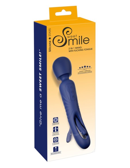 Vibro Wand réversible avec langue vibrante - Sweet Smile